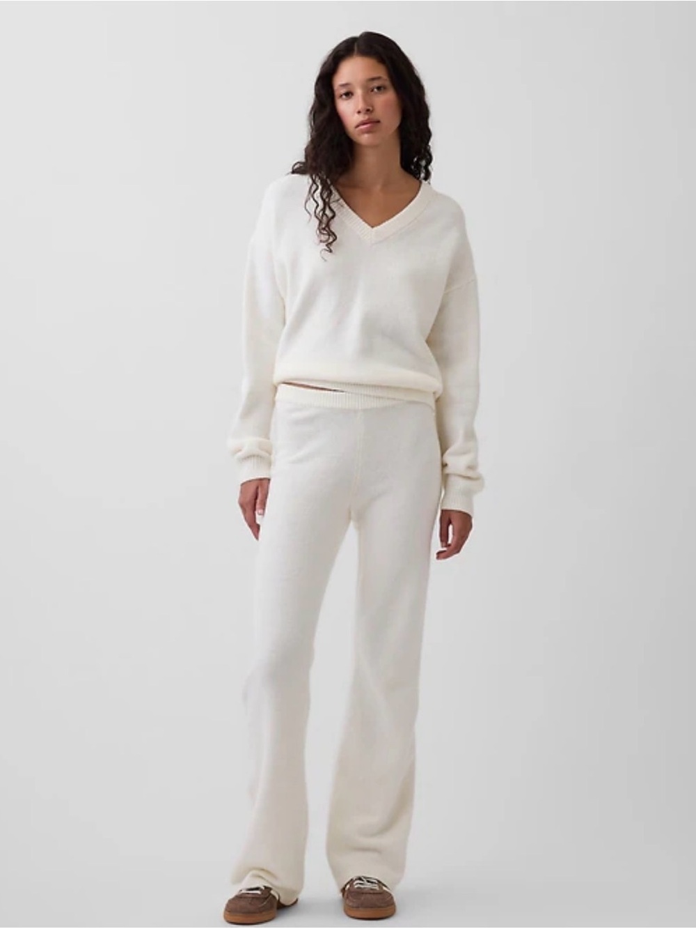 GAP Pale Yellow Knit Wide-Leg Lounge Trousers